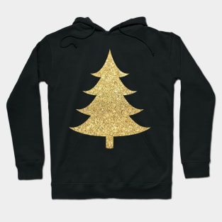 Minimalistic Gold Faux Glitter Christmas Tree Hoodie